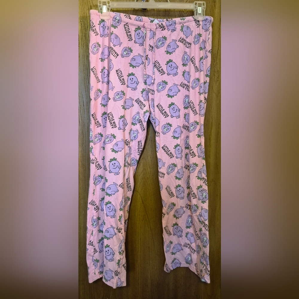 MR MEN LITTLE MISS NAUGHTY pajama bottoms Roger Hargreaves sleepwear 2008  L Y2K